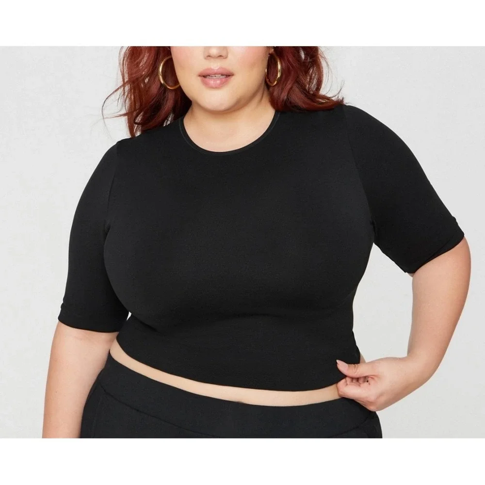 LOT OF 2 Yitty Smooth as Hell Lounge Tee‎ Womens 5X Black Seamless Cropped